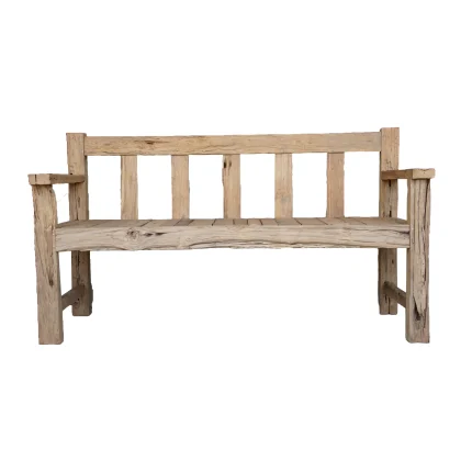 Rustic Chic Reclaimed Teak Bench – Eroded Wood Bale Seat for Natural Interiors