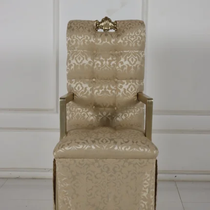 Set of Two Cream Upholstered Chairs in French Provincial Antique Reproduction Style